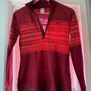 Silja Half Zip Baselayer - 100% Merino Wool - Rouge Red